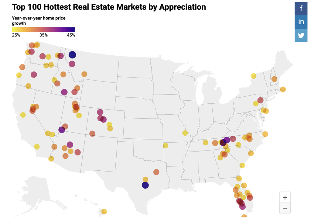 Top 100 Hottest Real Estate Markets by Appreciation from sparkrental.com
