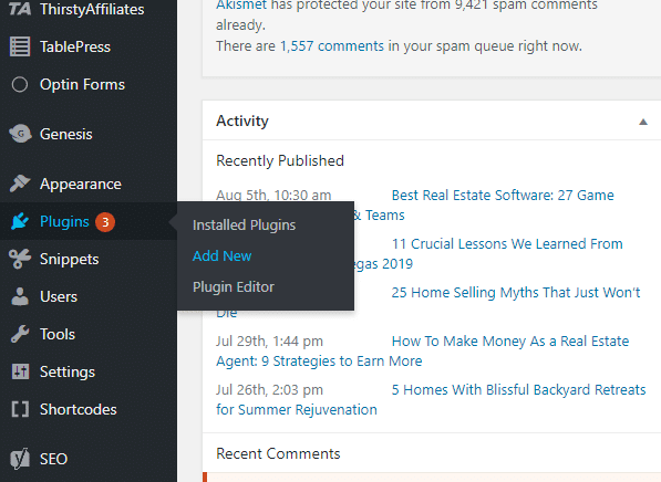 Installing new WordPress Plugins