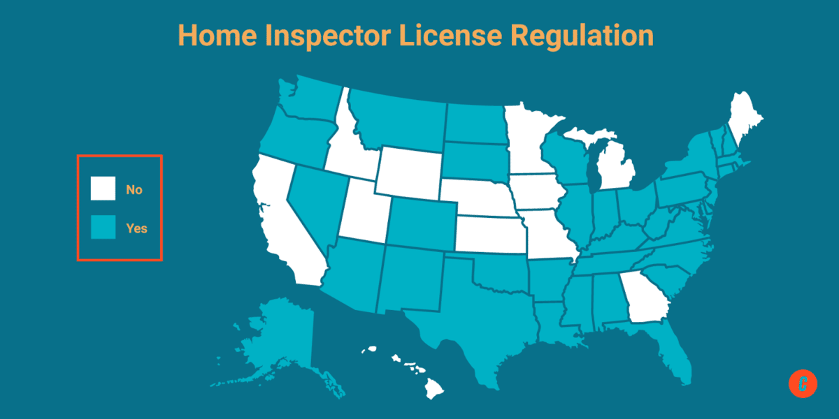 home inspector license regulation map
