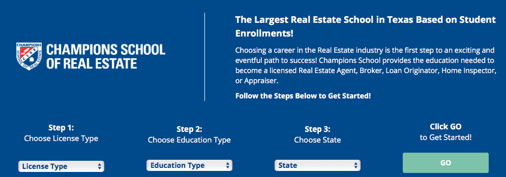 Champions School of Real Estate interface