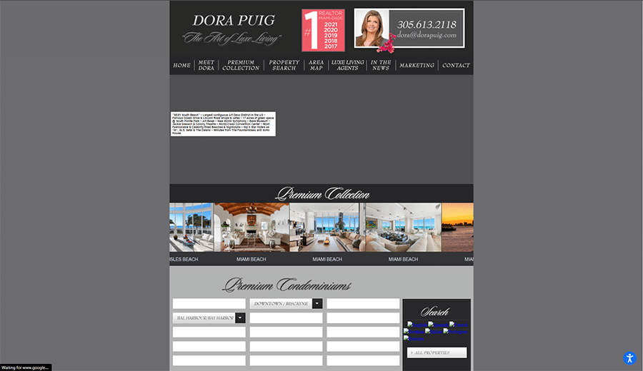 Dora Puig website in desktop view