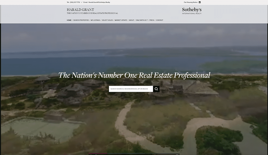 Harald Grant real estate website in desktop view