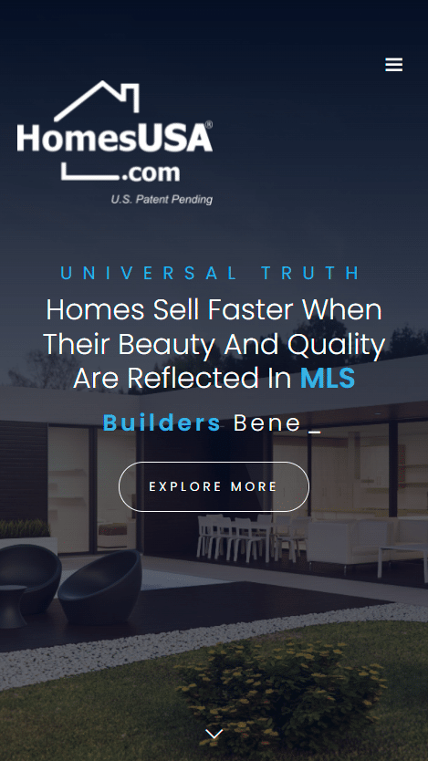 HomesUSA real estate website in Mobile view