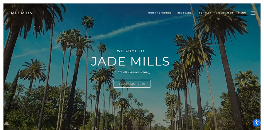 Jade Mills real estate agent website in desktop view