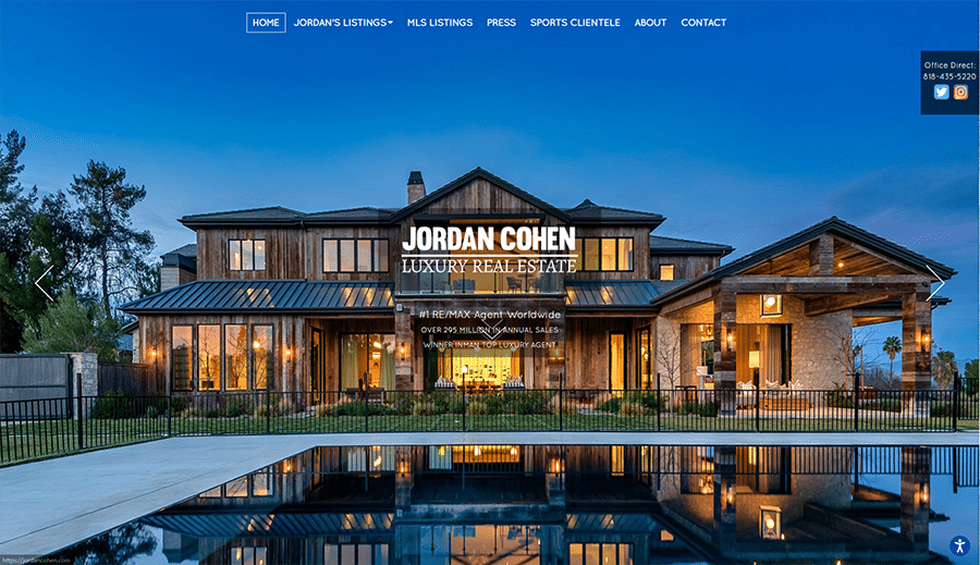 Jordan Cohen Luxury real estate website in desktop view