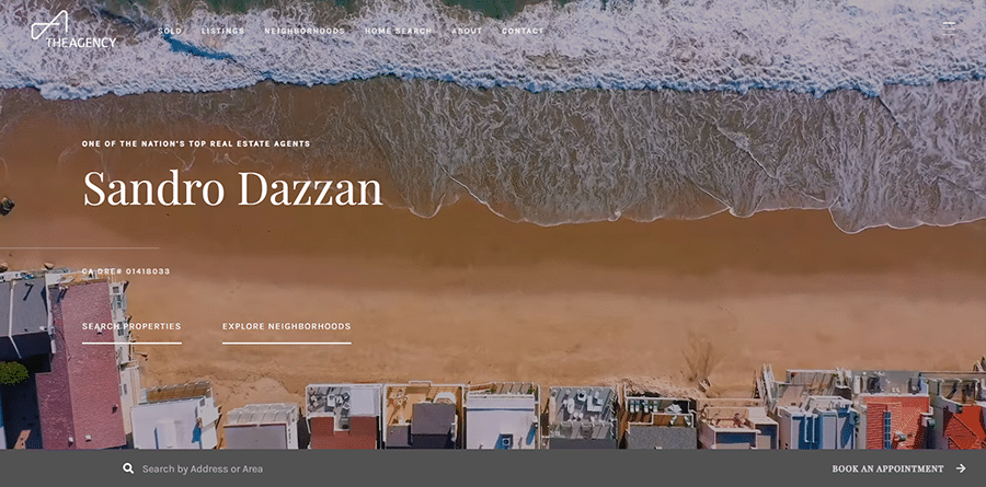 Sandro Dazzan The Agency brokerage website in desktop view