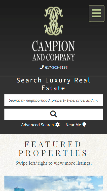 Tracy Campion and Company website in Mobile view