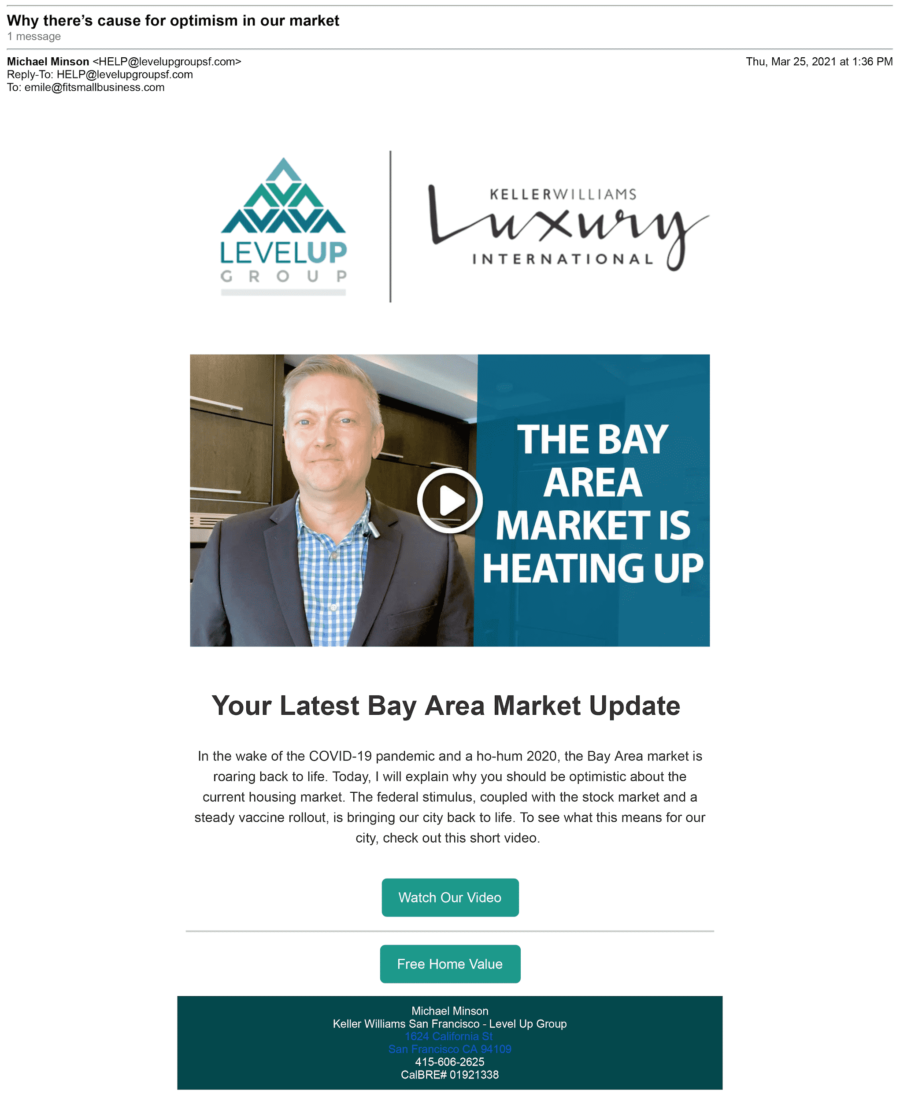 Example Market Update Newsletter With Video from Michael MInson