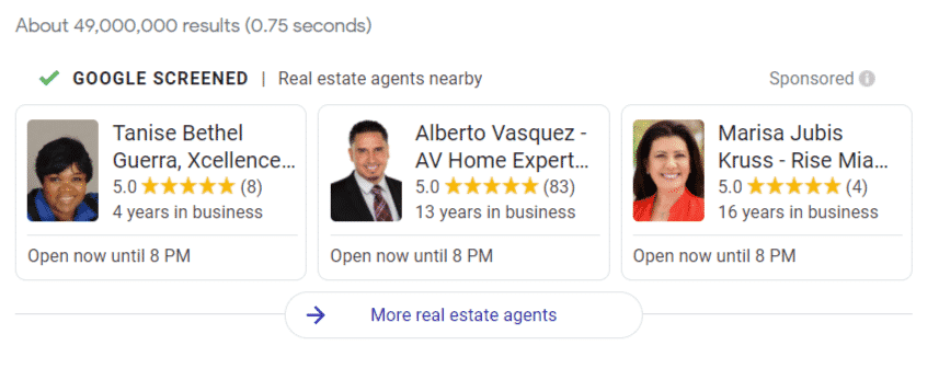 Google screened real estate agents