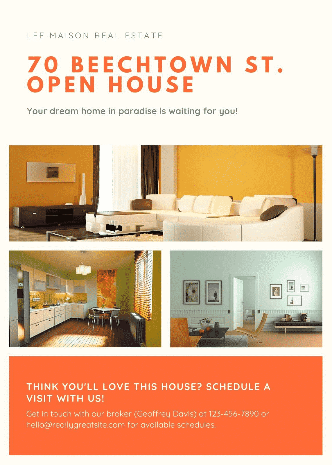 Orange Photo Collage Modern Open House Flyer