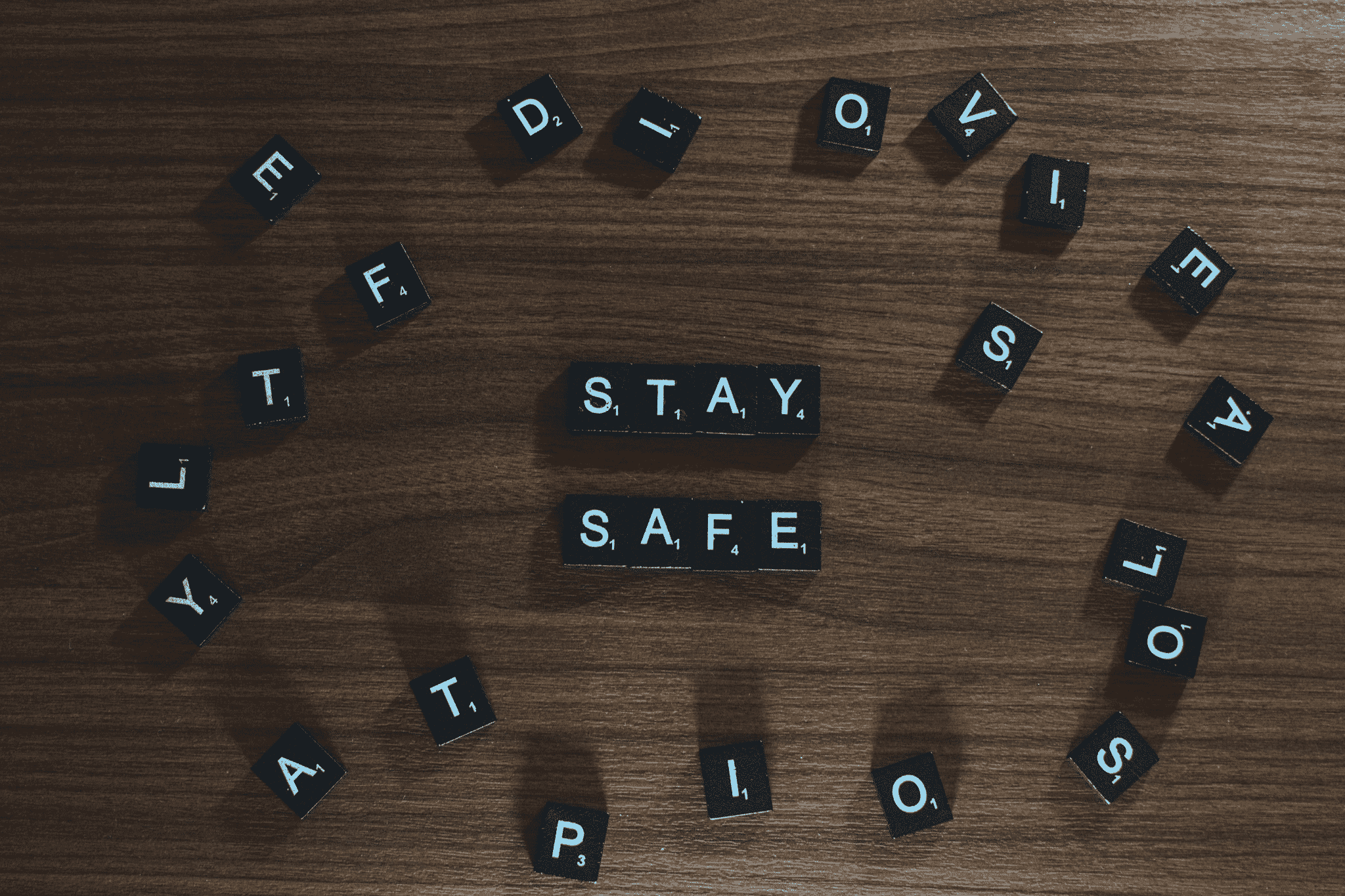 stay safe words in blocks with letters
