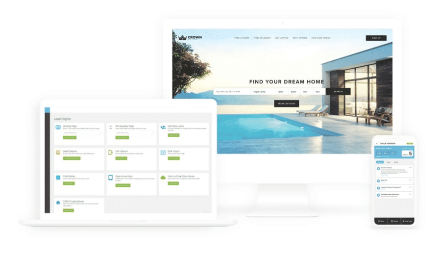 Examples of offerings from real estate website builder kvcore