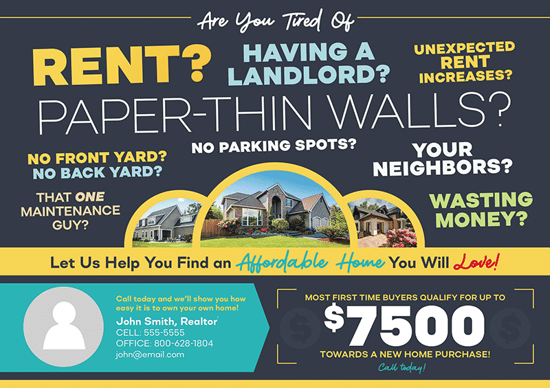 An example of a real estate postcard target to potential buyers in Rental Communities.