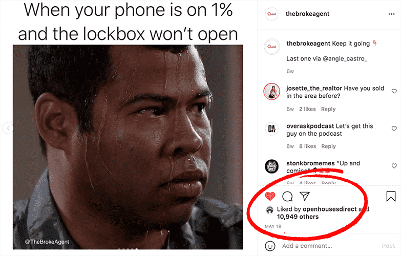 Instragram post from thebrokeagent featuring meme about smartphone battery and lockboxes