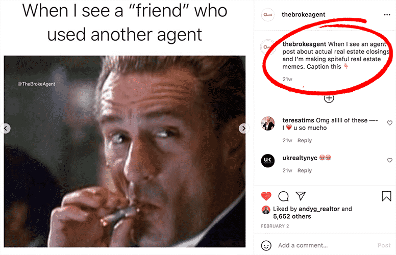 Instragram post from thebrokeagent featuring meme about friends going with other agents