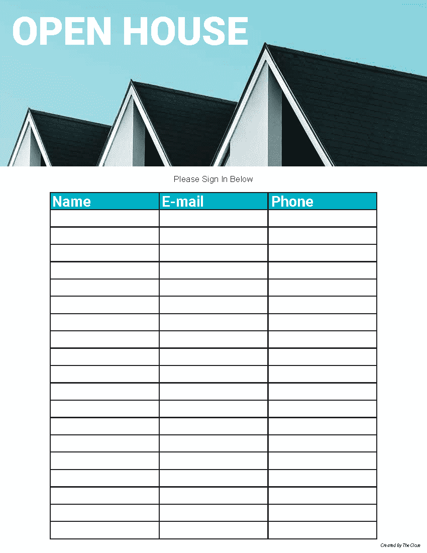 Realtor Sign In Sheet Printable Template