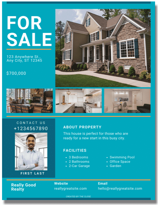The Close Exclusive Conversation Starter Real Estate Flyer Template