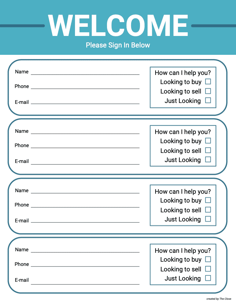 Open House Sign In Sheet Printable Free Download
