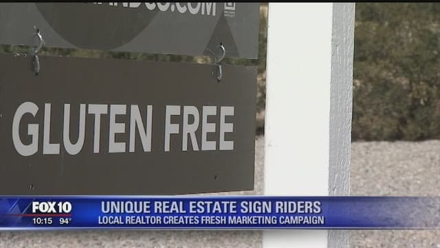 Real estate sign joking about gluten free listing