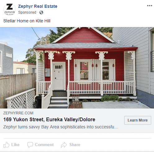 Simple Listing Facebook ad - Zephyr Real Estate ad