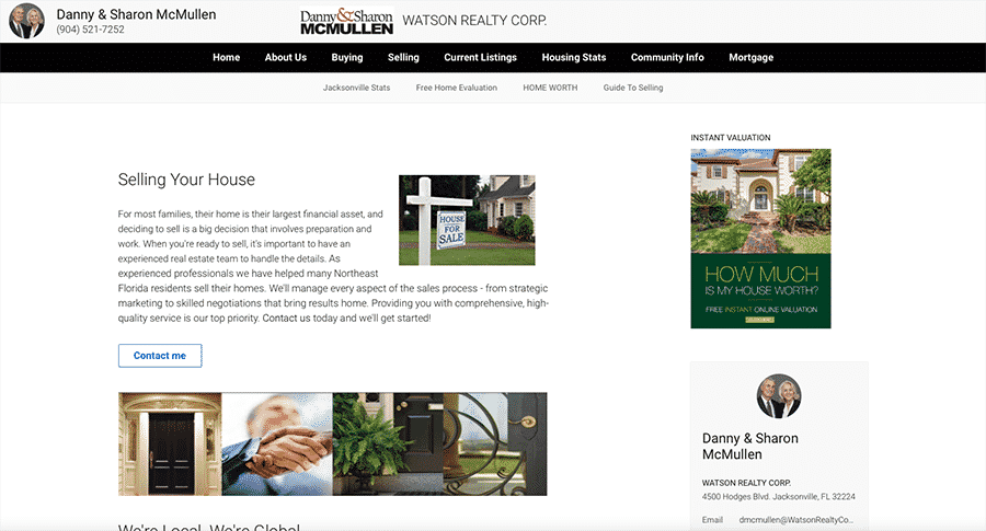 Danny and Sharon McMullen Real Estate Website - Selling page