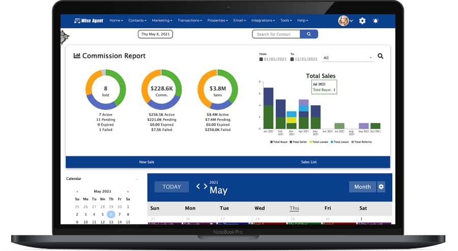 Wise Agent CRM Commission Report Dashboard