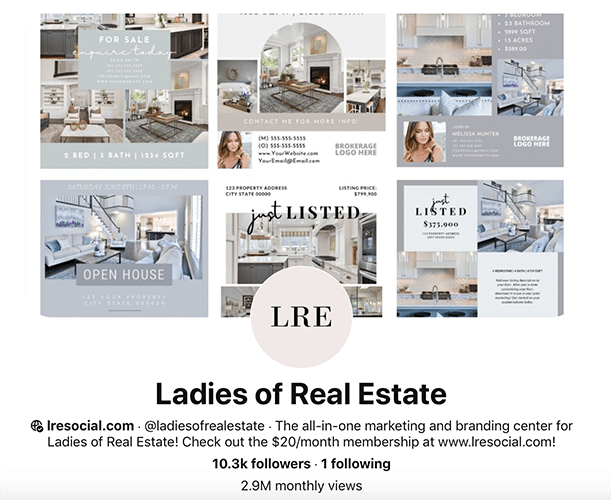 Ladies of Real Estate Pinterest profile