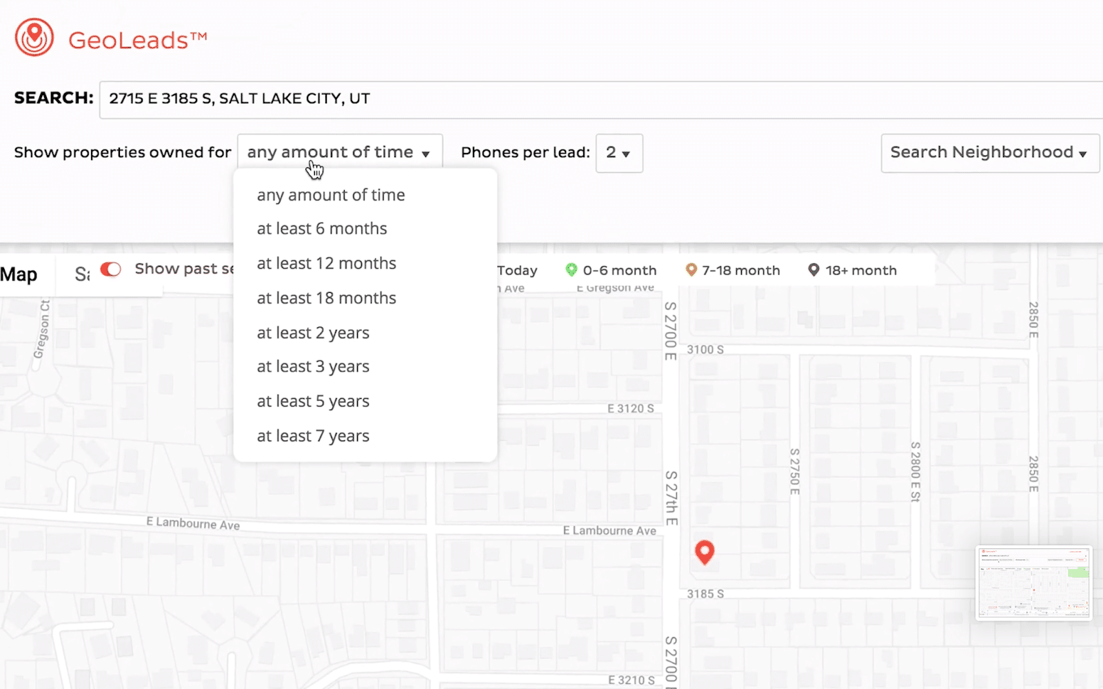 Geoleads property search filter