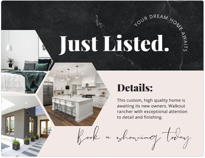 Just Listed Real Estate Postcards from Canva