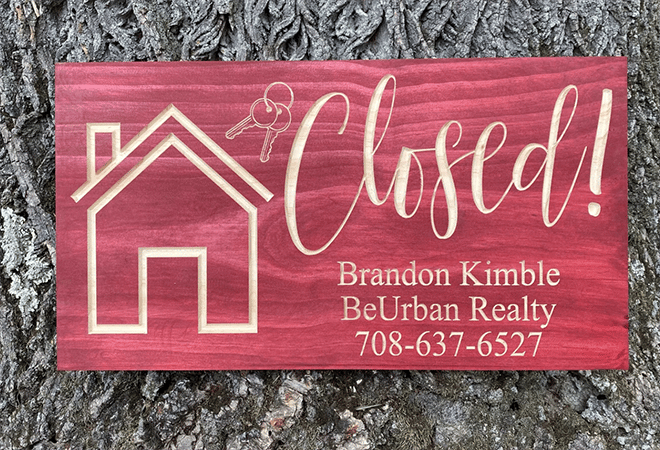 Red wood Design Real Estate Closed Sign