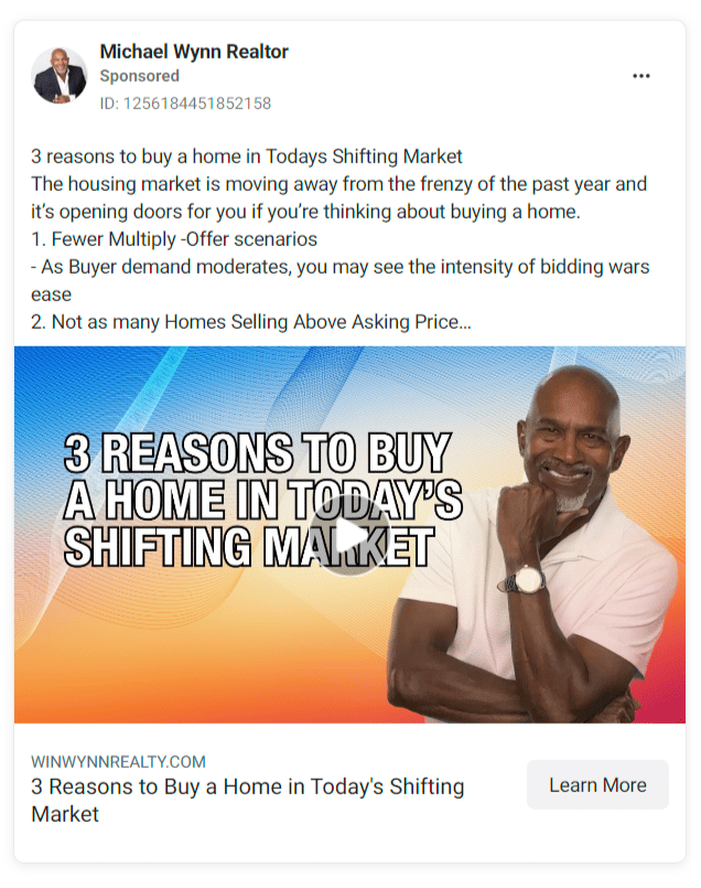 facebook Real Estate Ad Reasons to Buy a Home Video Ad