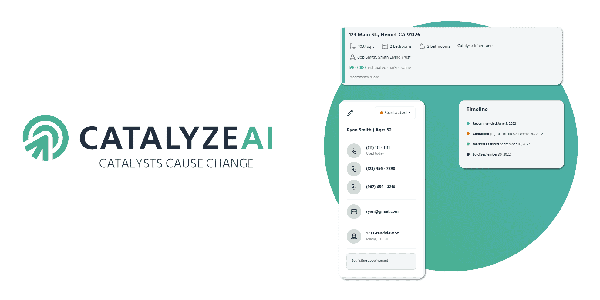 contact view in real estate lead generation company Catalyze AI