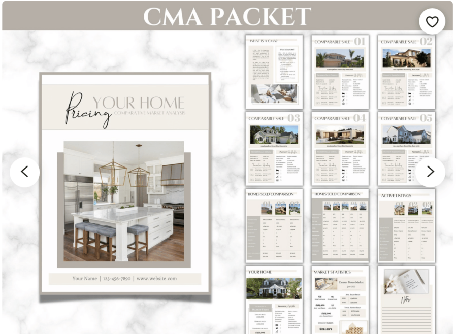 An etsy listing for a CMA packet with an elegant design.