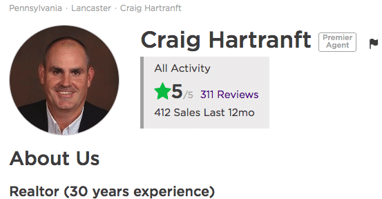 Craig Hartranft Zillow Profile example