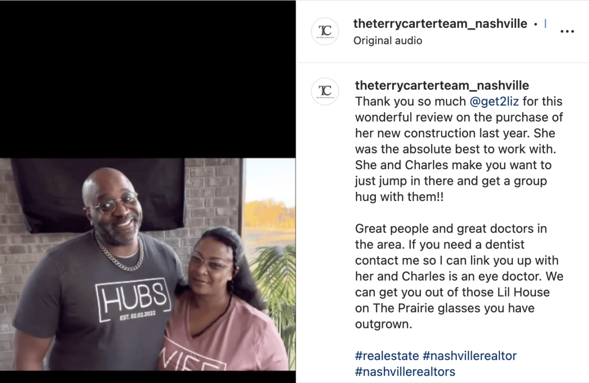 Terry Carter instagram Real Estate Agent testimony