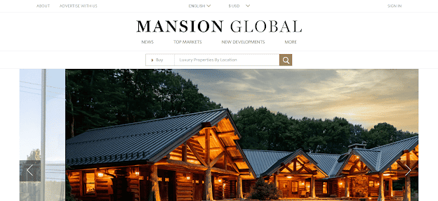 screenshot of the Mansion Global blog homepage