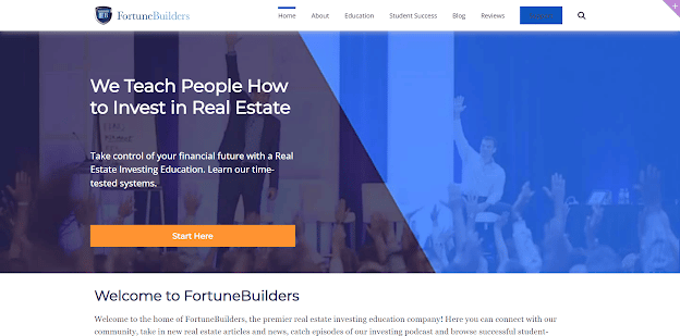screenshot of the Fortune Builders blog homepage