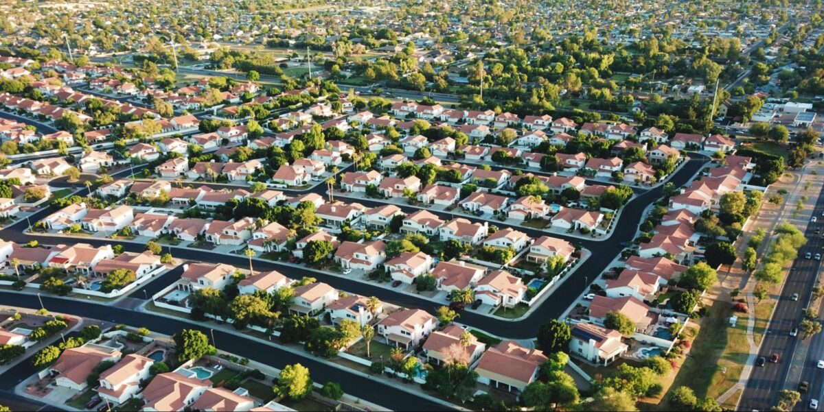 Aerial Shoot of communities and residential neighborhood