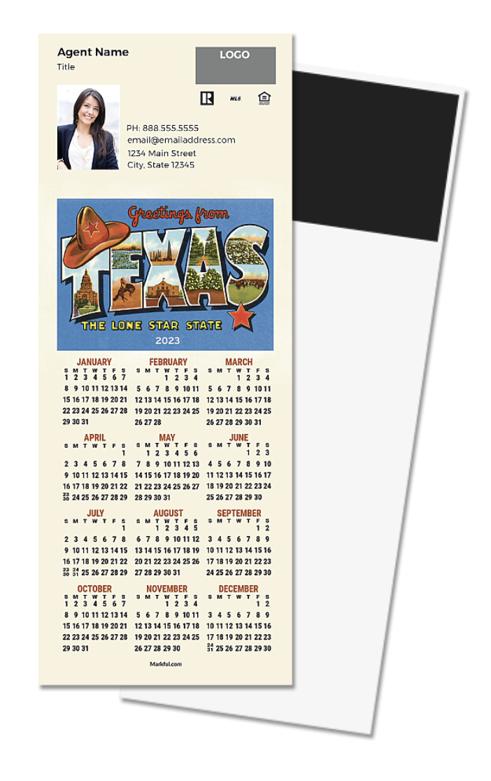 2023 QuickCard Calendar Magnets Vintage Texas