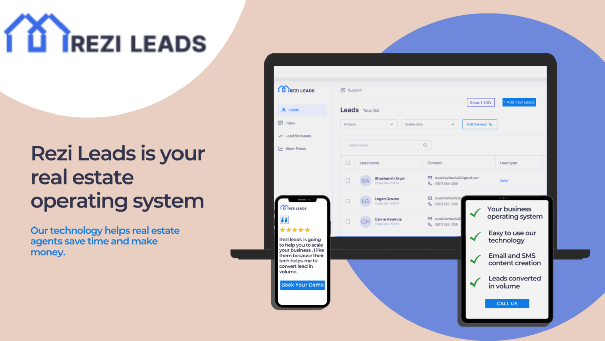 Backend view of real estate lead generation software provider Rezi Leads