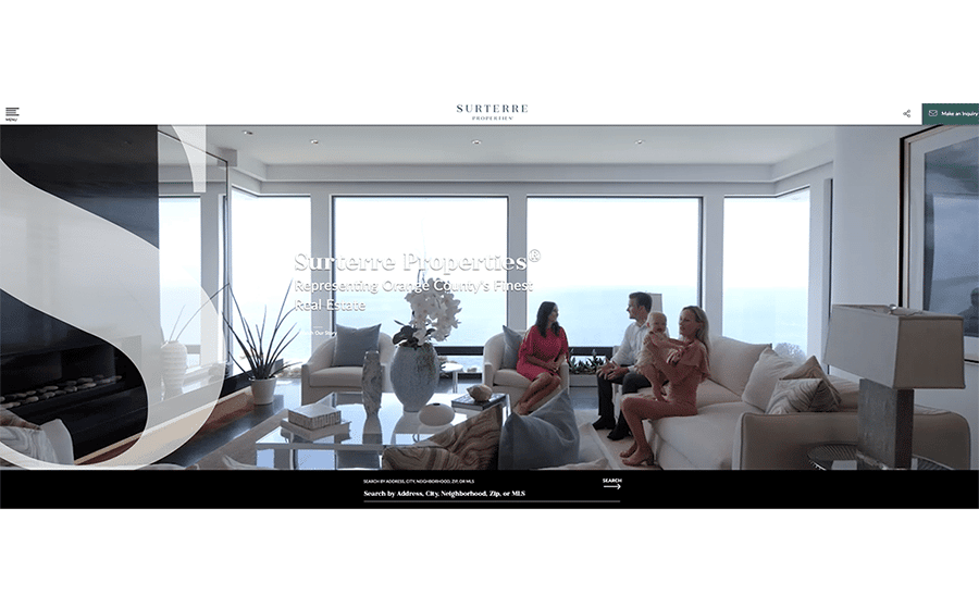 real estate website with header image of young family meeting with a real estate agent
