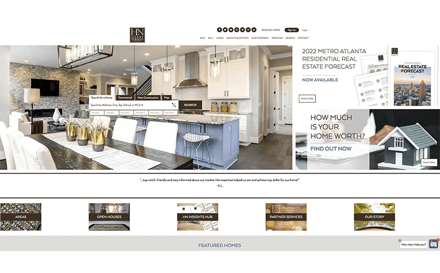 real estate website that showcases sleek home interior