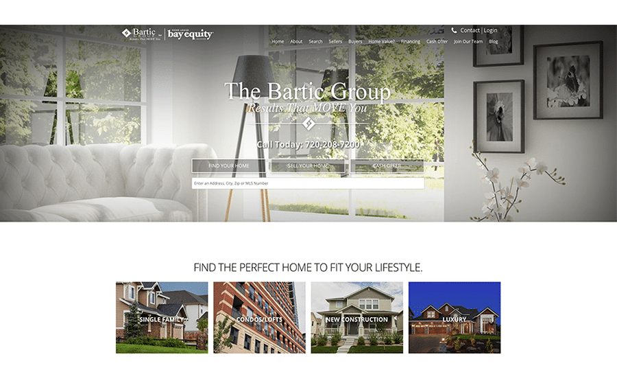 real estate website example with a sleek modern home interior
