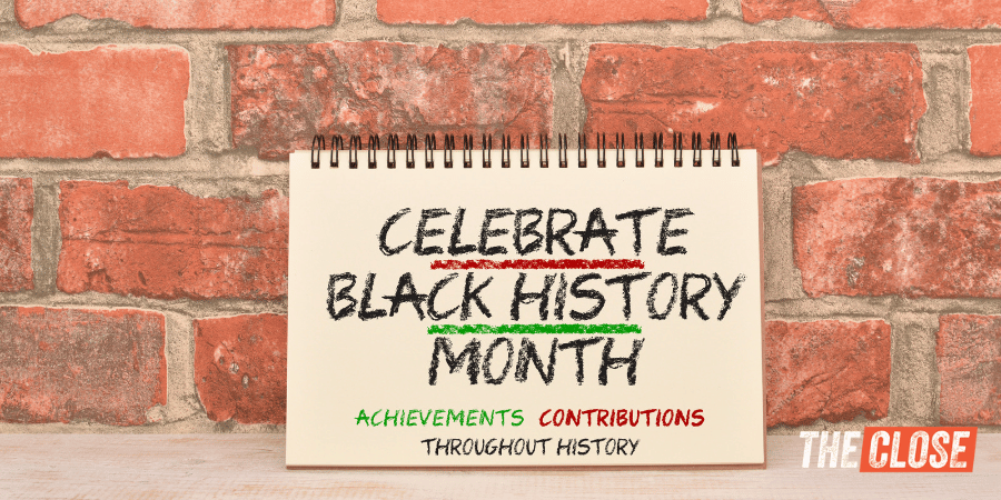 a sign that says, "Celebrate Black History Month"