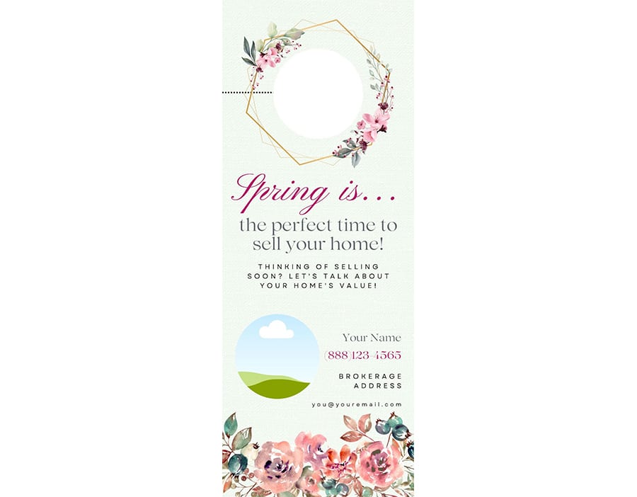 Colorful spring-themed door hanger template