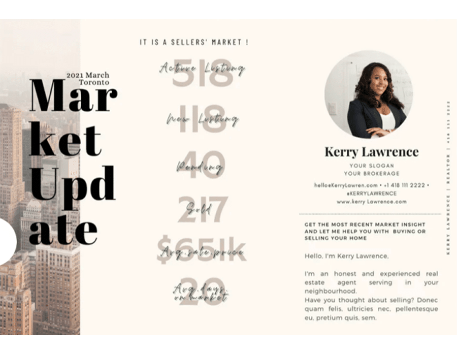 Market update postcard template from Etsy via It Is Well Collective