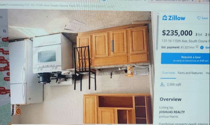 zillow screenshot of an upside down listing picture