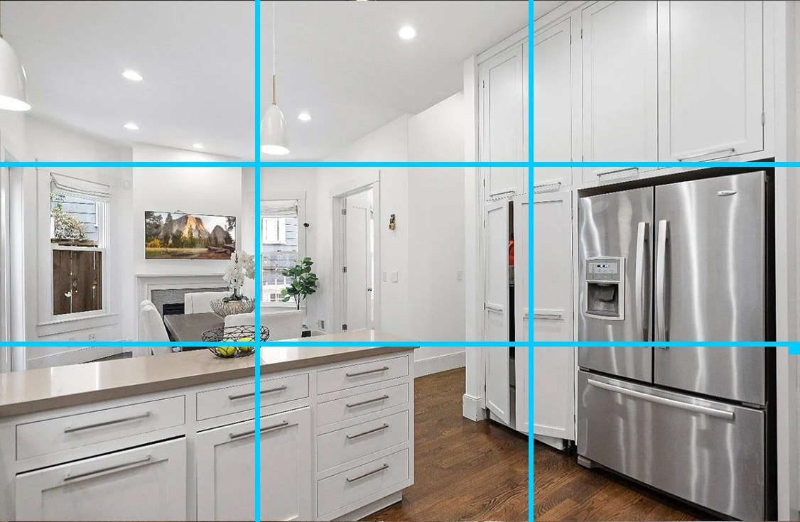 Real estate listing photo with rule of thirds properly applied