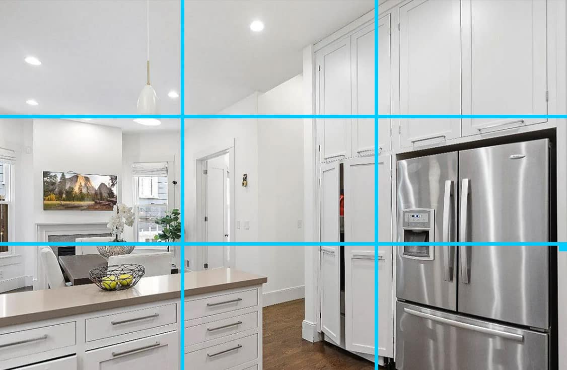 Real estate listing photo with rule of thirds improperly applied