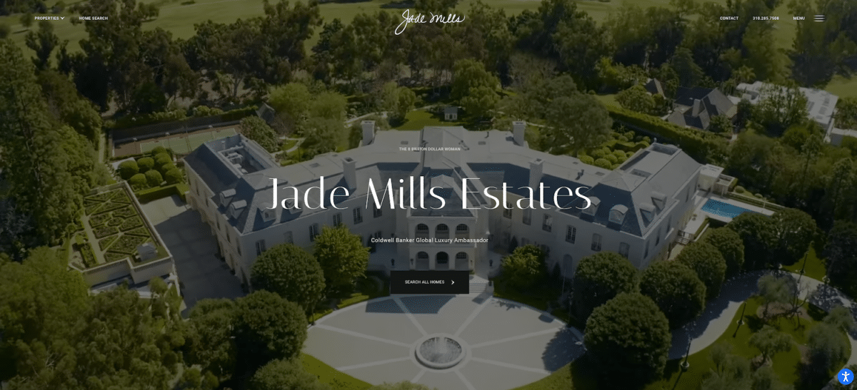 Screenshot of real estate agent Jade Mills' IDX-enabled website